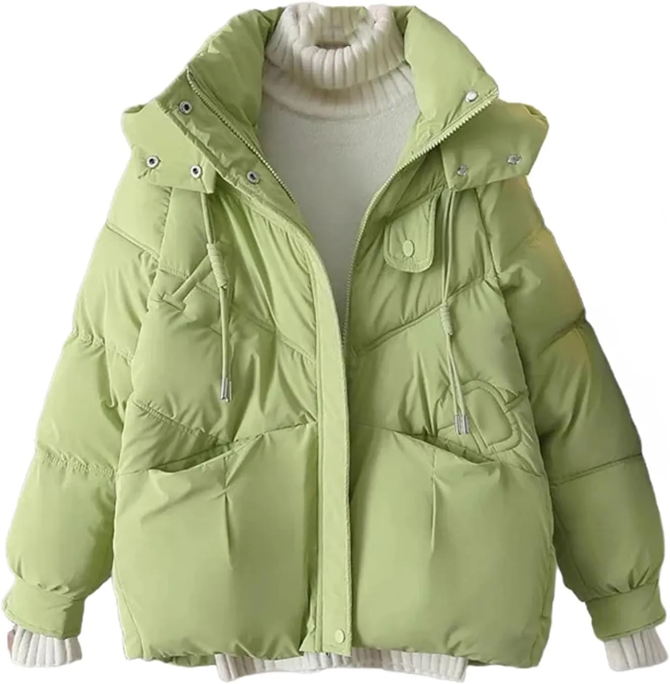 short Down Cotton Jacket Female Hooded Parkas Thick Warm Padded Coat Loose Women's Snowsuit Winter Outwear