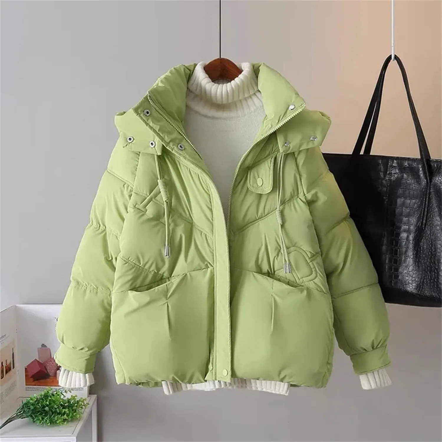 short Down Cotton Jacket Female Hooded Parkas Thick Warm Padded Coat Loose Women's Snowsuit Winter Outwear