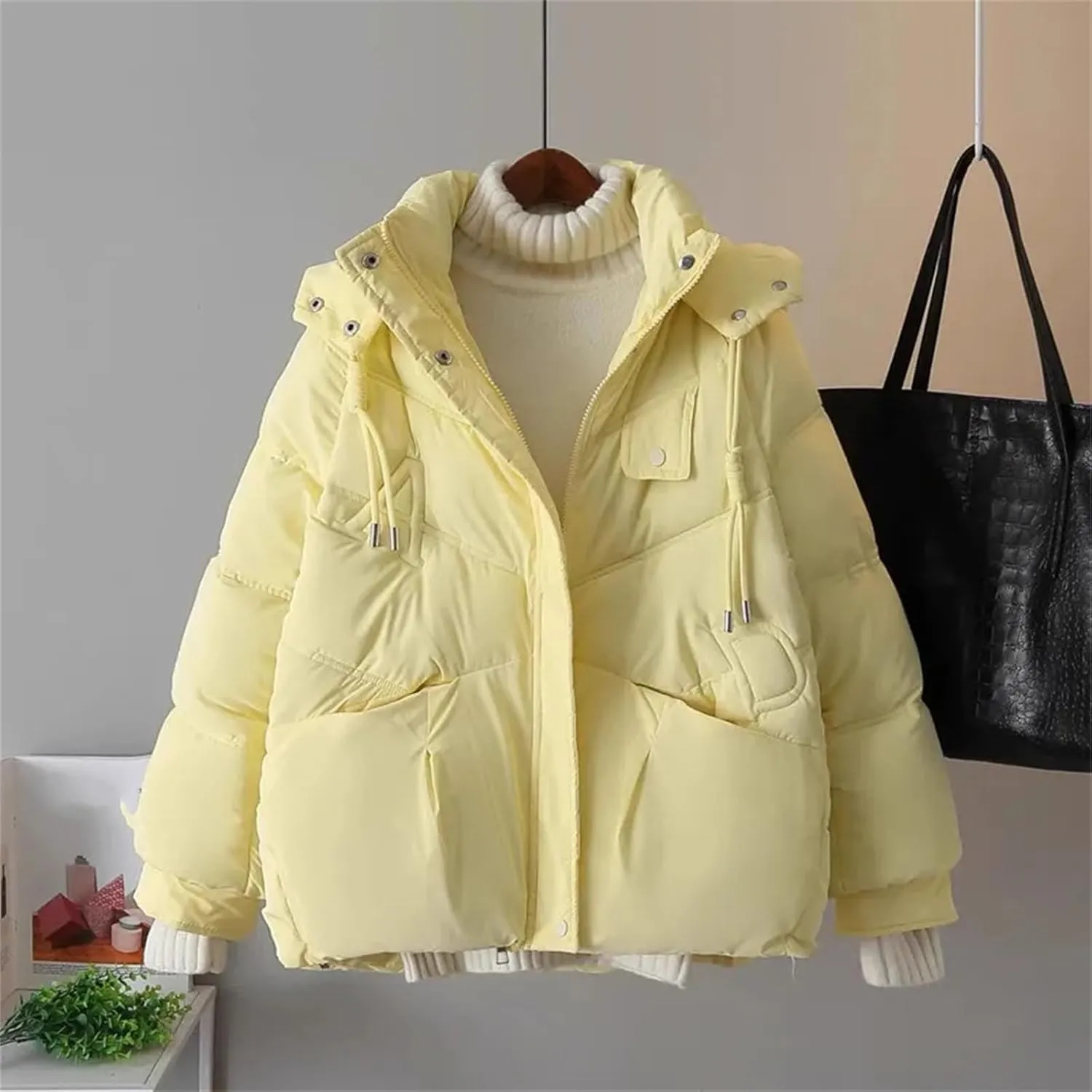 short Down Cotton Jacket Female Hooded Parkas Thick Warm Padded Coat Loose Women's Snowsuit Winter Outwear