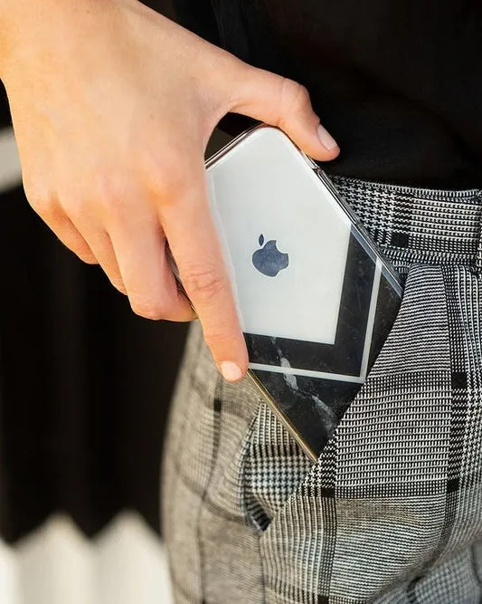 Sleek and Simple | Black Marble V Clear Case