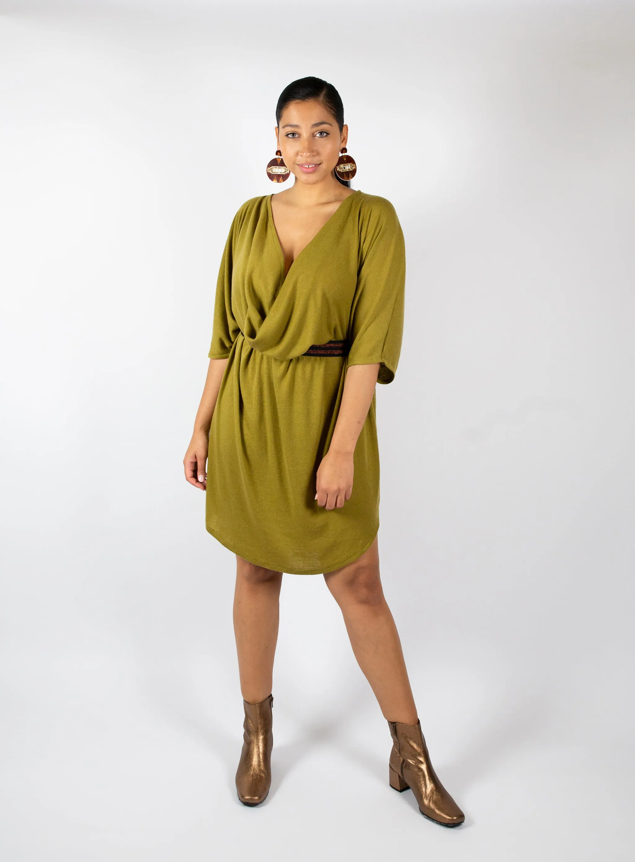 Smokin' Hot Cowl Dress - Olive