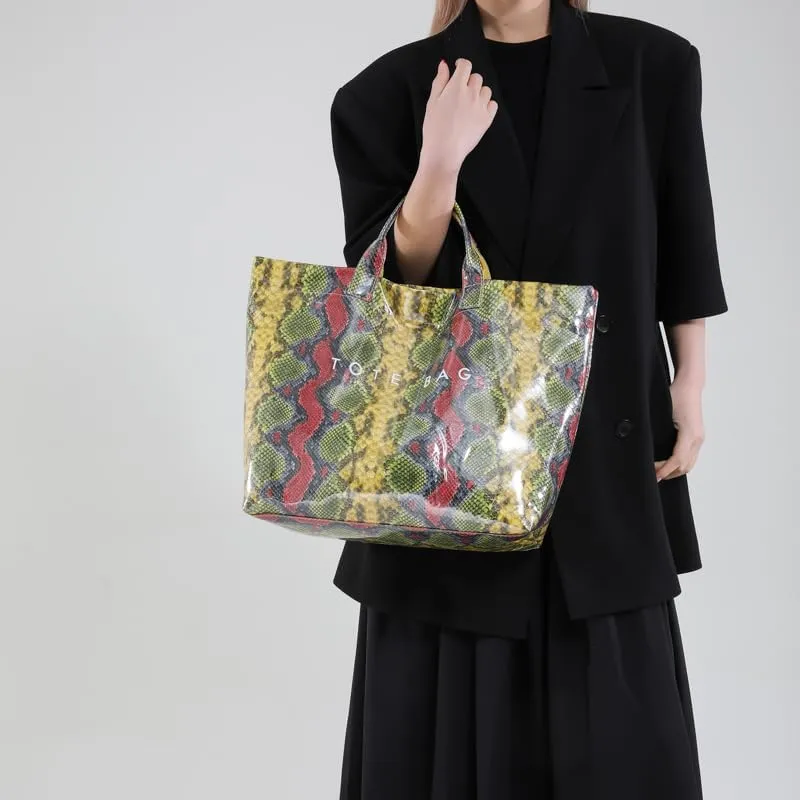 Snake Print PU Handbag - Stylish Hobo Purse for Women