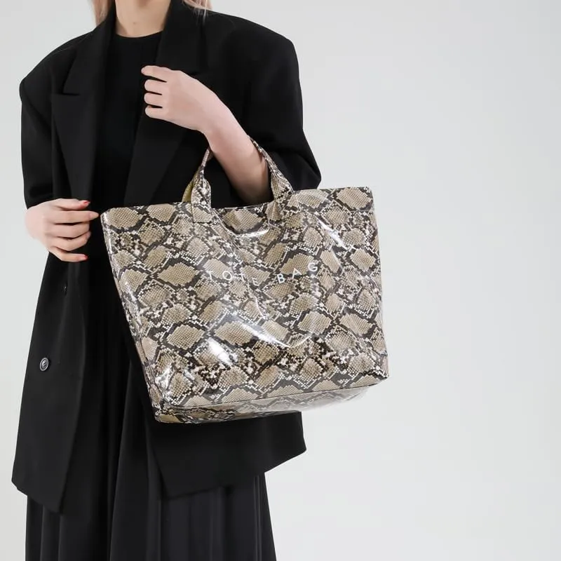 Snake Print PU Handbag - Stylish Hobo Purse for Women