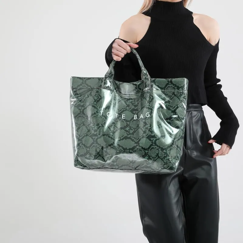 Snake Print PU Handbag - Stylish Hobo Purse for Women