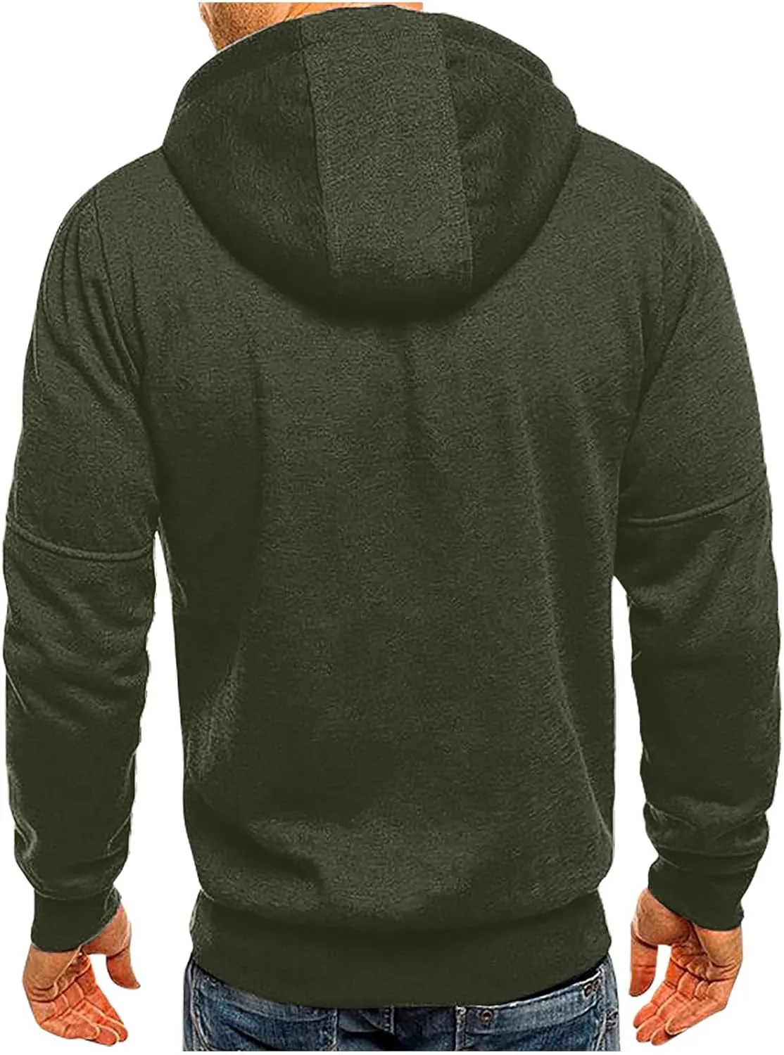 Sport Full Zip Hoodies for Men, Mens Hoodie, Men's Solid Full-Zip Long Sleeve Hooded Sweatshirt with Zipper Pockets