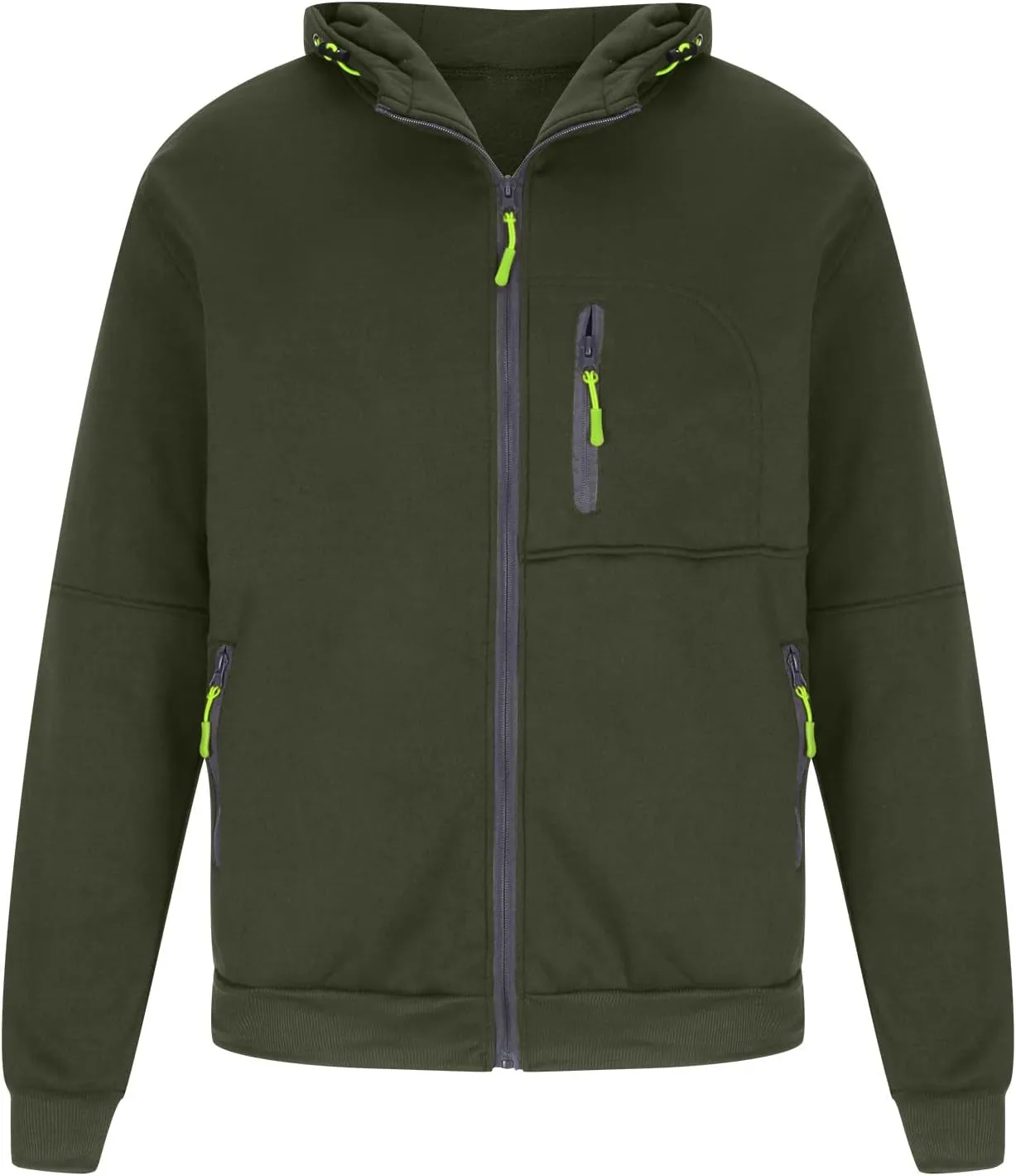 Sport Full Zip Hoodies for Men, Mens Hoodie, Men's Solid Full-Zip Long Sleeve Hooded Sweatshirt with Zipper Pockets