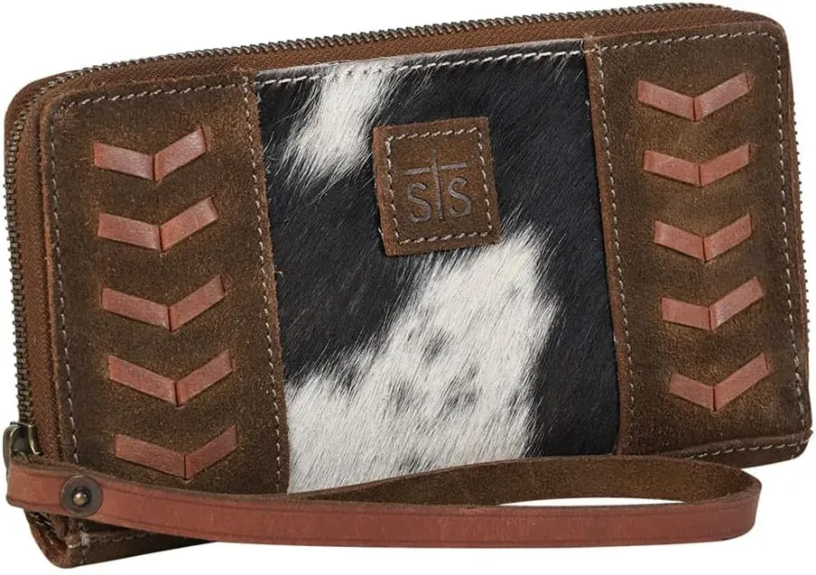 STS Ranchwear Women's Cowhide Saddle Tramp Bentley Compact Durable Leather Casual Wallet with Removable Wrist Strap, Brown Suede, One Size