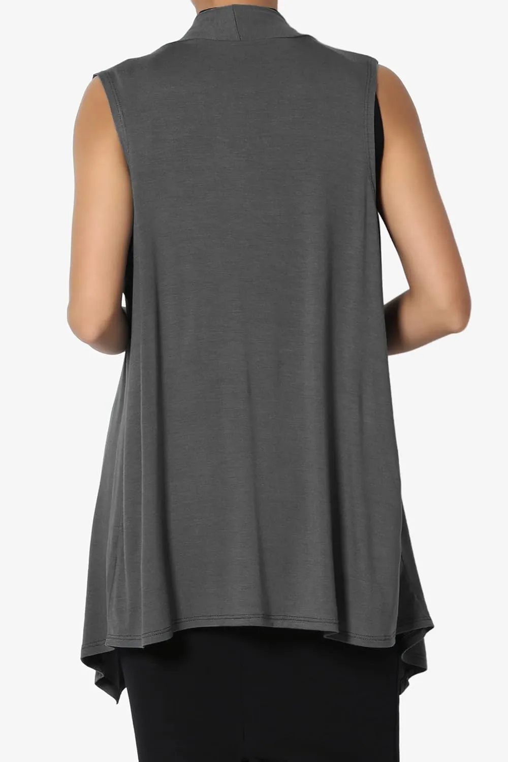 TheMogan Women's Long Vests Sleeveless Draped Lightweight Open Front Cardigan
