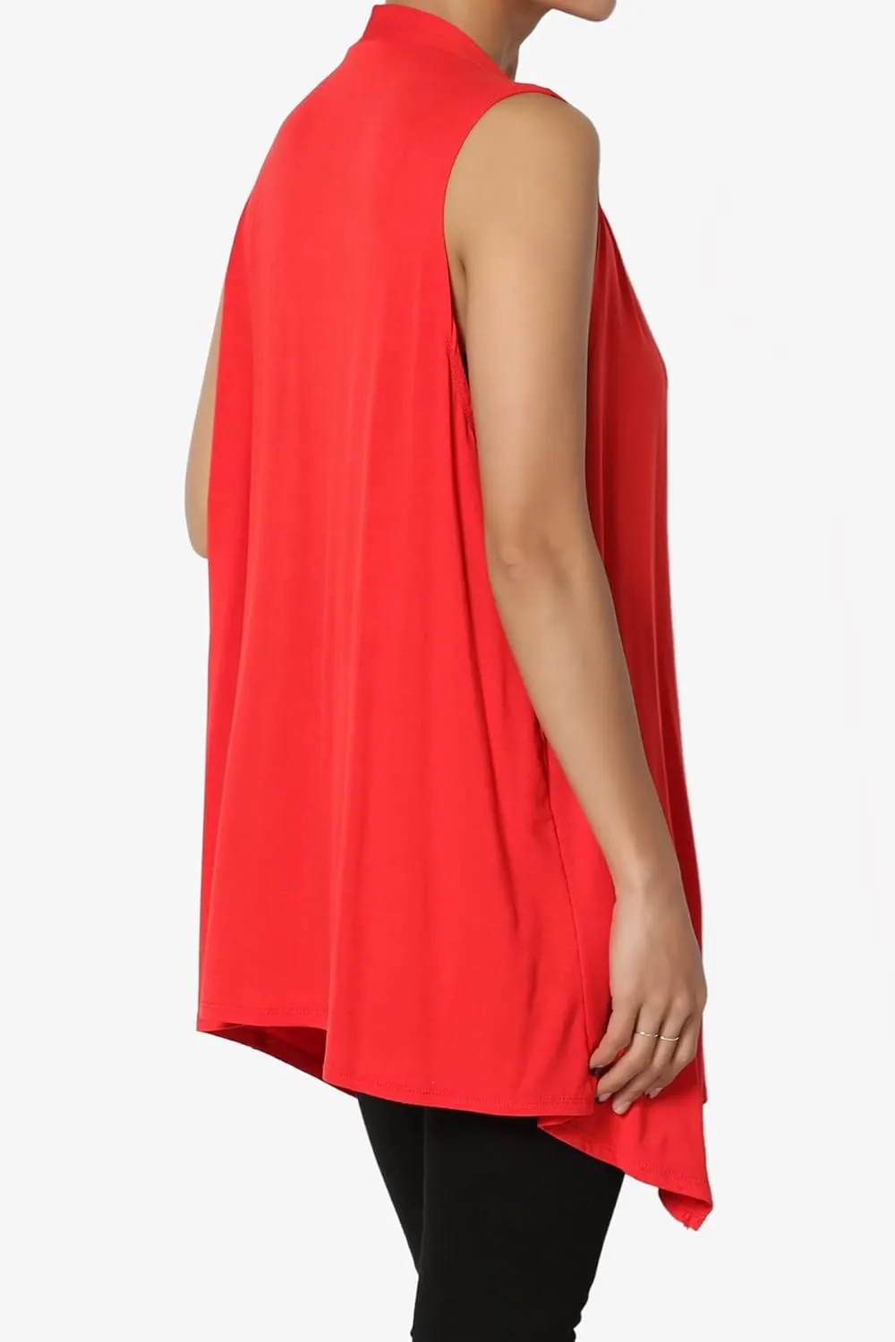 TheMogan Women's Long Vests Sleeveless Draped Lightweight Open Front Cardigan