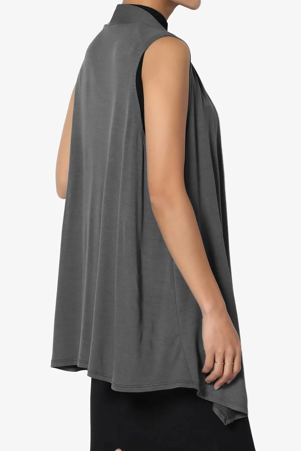 TheMogan Women's Long Vests Sleeveless Draped Lightweight Open Front Cardigan