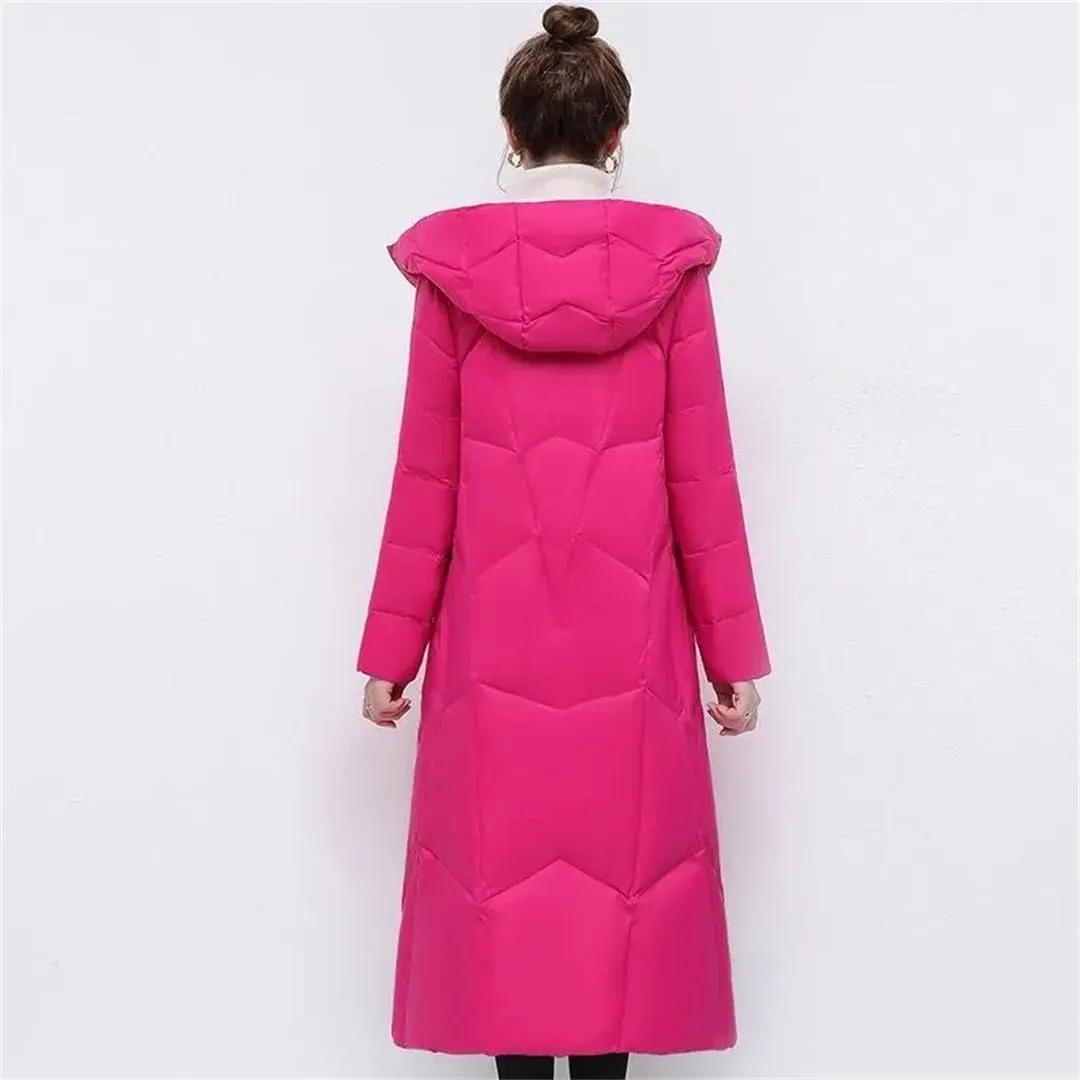 Vintage Cotton-Padded Coats Women Jacket Long Winter Down Cotton Parkas Windproof Hooded Puffer Overcoat