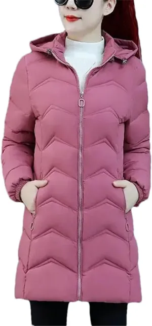 Warm Thick Overcoat Slim Women Snow Wear Parkas Mid-Length Winter Jackets Hooded Cotton Padded Coat
