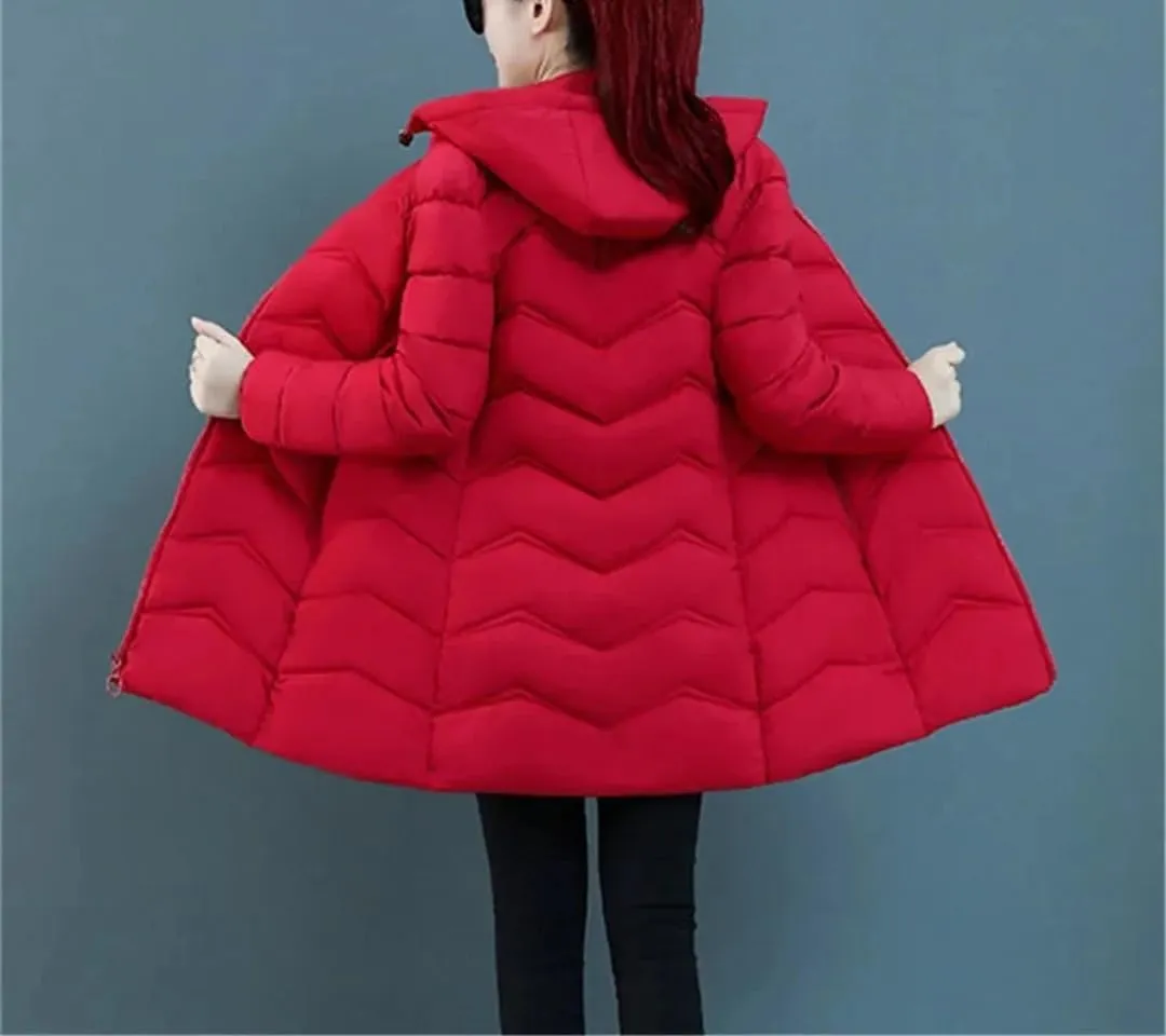 Warm Thick Overcoat Slim Women Snow Wear Parkas Mid-Length Winter Jackets Hooded Cotton Padded Coat