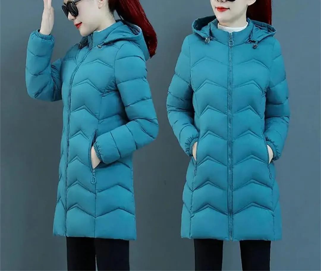Warm Thick Overcoat Slim Women Snow Wear Parkas Mid-Length Winter Jackets Hooded Cotton Padded Coat