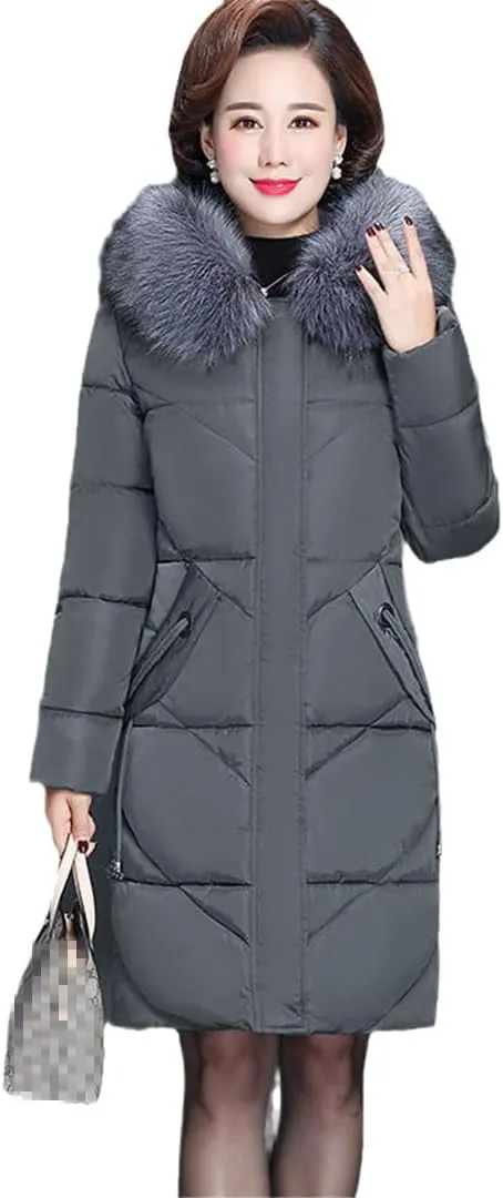 Winter Coat Thicken Slim Cotton Padded Jacket Windproof Loose Warm Fur Collar Hooded Parkas Outwear
