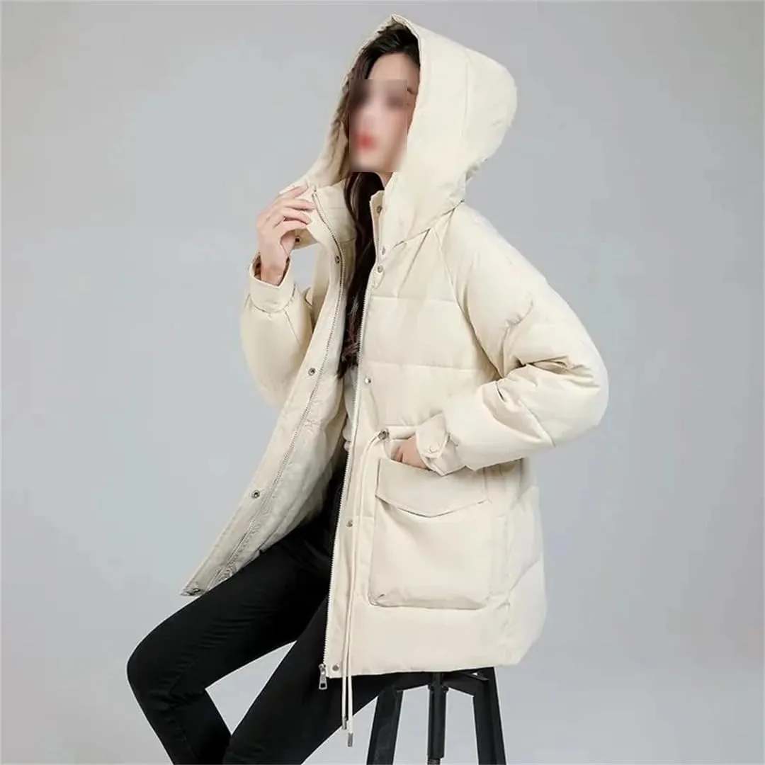 Winter Jacket For Womens Korean Hooded Down Cotton Coat Casual Warm Parkas Loose Cotton-Padded Outwear