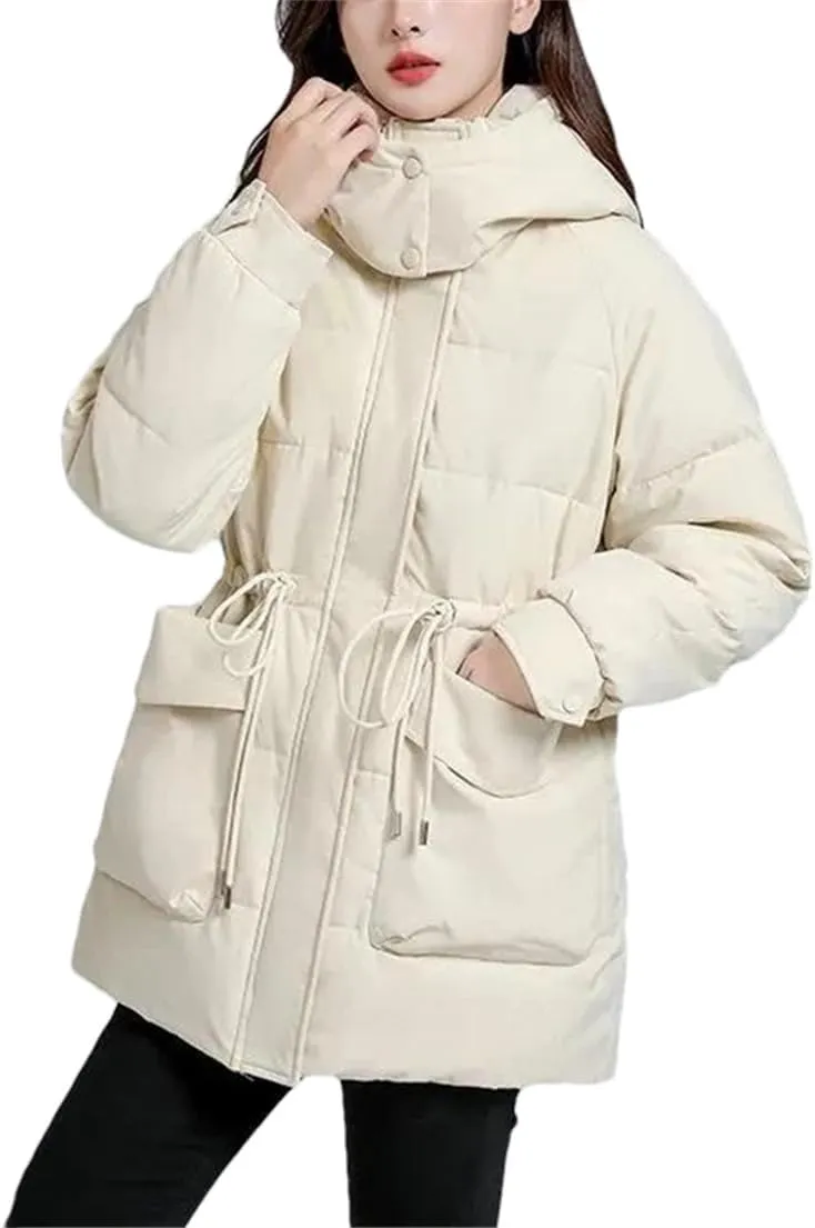 Winter Jacket For Womens Korean Hooded Down Cotton Coat Casual Warm Parkas Loose Cotton-Padded Outwear