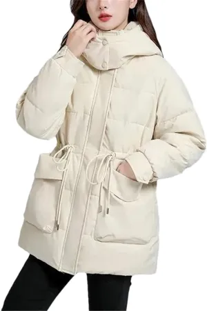 Winter Jacket For Womens Korean Hooded Down Cotton Coat Casual Warm Parkas Loose Cotton-Padded Outwear