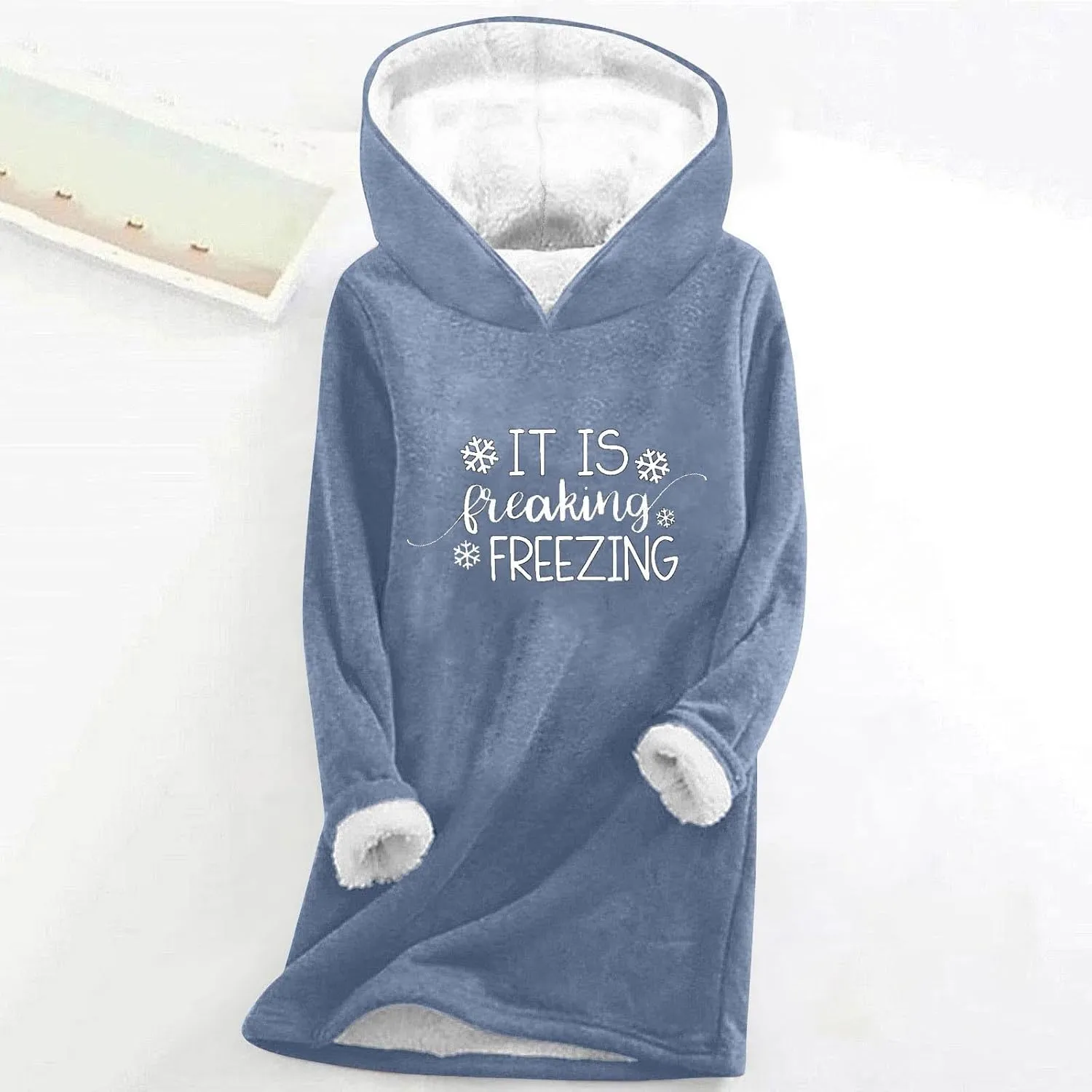Women It Is Freaking Freezing Sweatshirt Hoodie Long Sleeve Oversized Cozy Pullover Tops Thickened Winter Tunic Tops