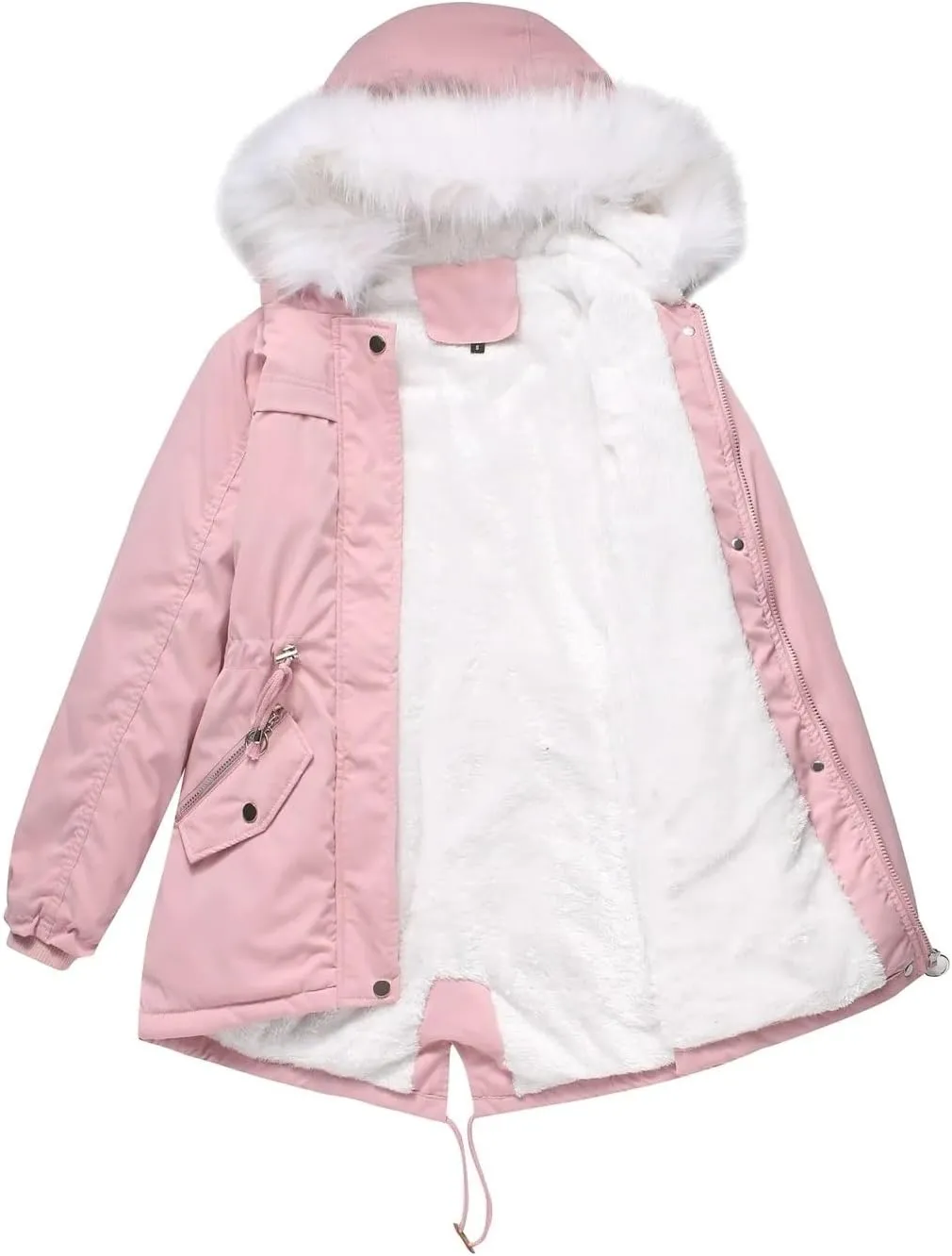 Women Oversized Parkas Coat Solid Thick Warm Hooded Cotton Padded Overcoat Casual Loose Outwear Jackets(EU XL)