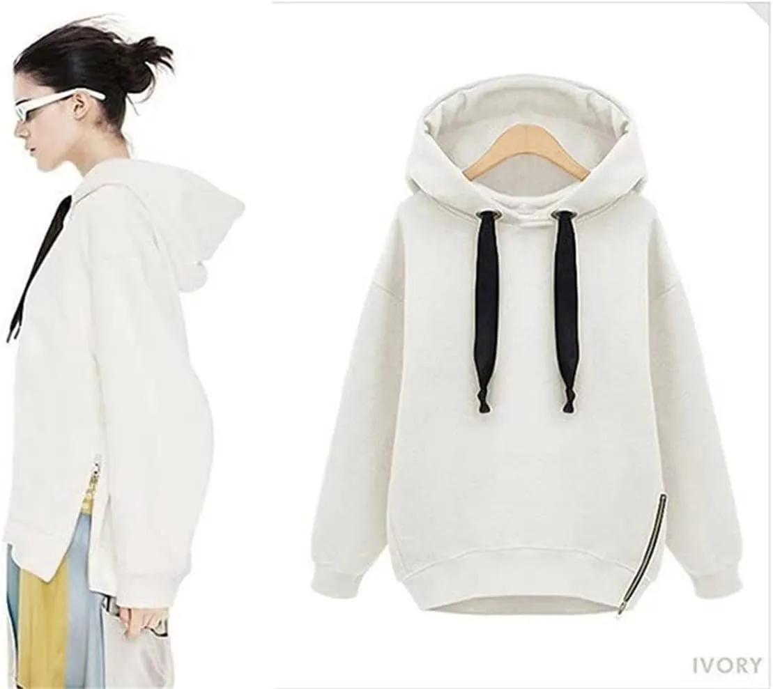 Women's Casual Oversized Hoodie Loose Fit Long Sleeve Drawstring Sweatshirt Fall Long Fleece Pullover Hoodies Coats