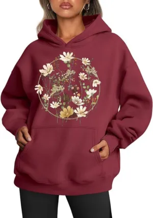 Womens Fall Winter Oversized Hoodies Fleece Sweatshirts Funny Halloween Graphic Long Sleeve Sweaters Pullover with Pocket
