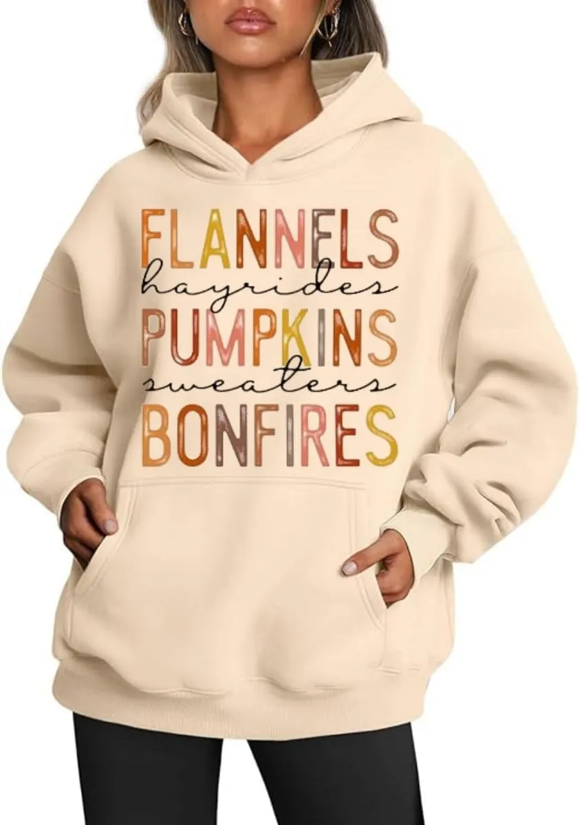 Womens Fall Winter Oversized Hoodies Fleece Sweatshirts Funny Halloween Graphic Long Sleeve Sweaters Pullover with Pocket