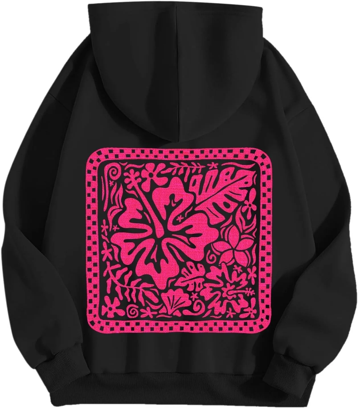 Women's Graphic Print Hoodies Oversized Long Sleeve Hooded Sweatshirts Cherry Floral Drop Shoulder Pullover Top