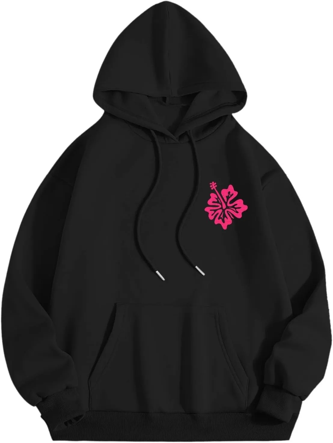 Women's Graphic Print Hoodies Oversized Long Sleeve Hooded Sweatshirts Cherry Floral Drop Shoulder Pullover Top