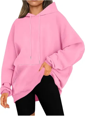 Womens Oversized Pullover Hoodie with Pocket Sweatshirt Fleece Fashion 2025 Casual Loose Long Sleeve Tops