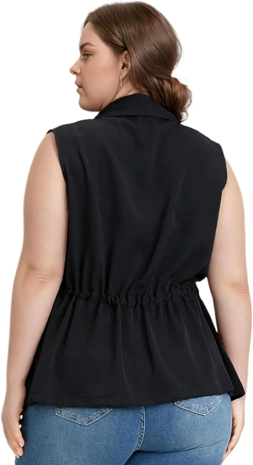 Women's Plus Size Vest Sleeveless Casual Long Cardigan Vests