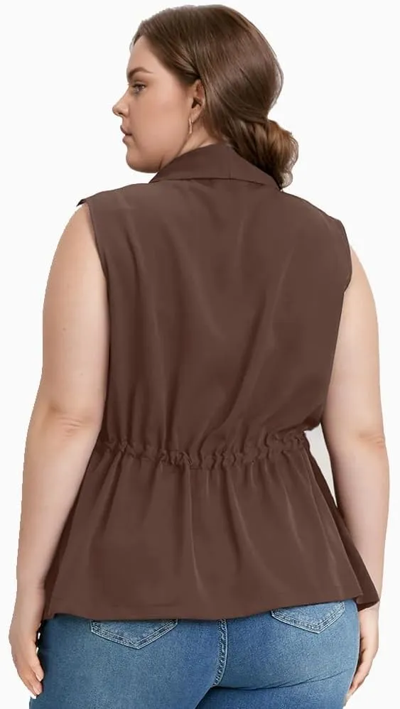 Women's Plus Size Vest Sleeveless Casual Long Cardigan Vests