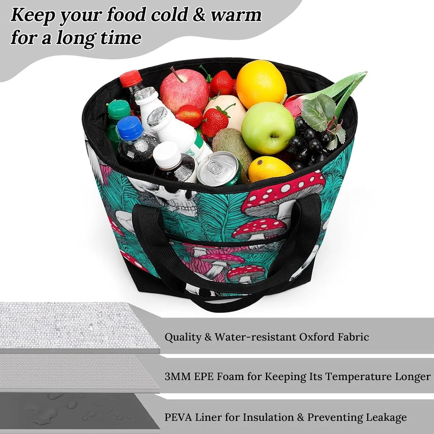 Women's Spacious Thermal Shoulder Bag Stylish Insulated Shopping Tote