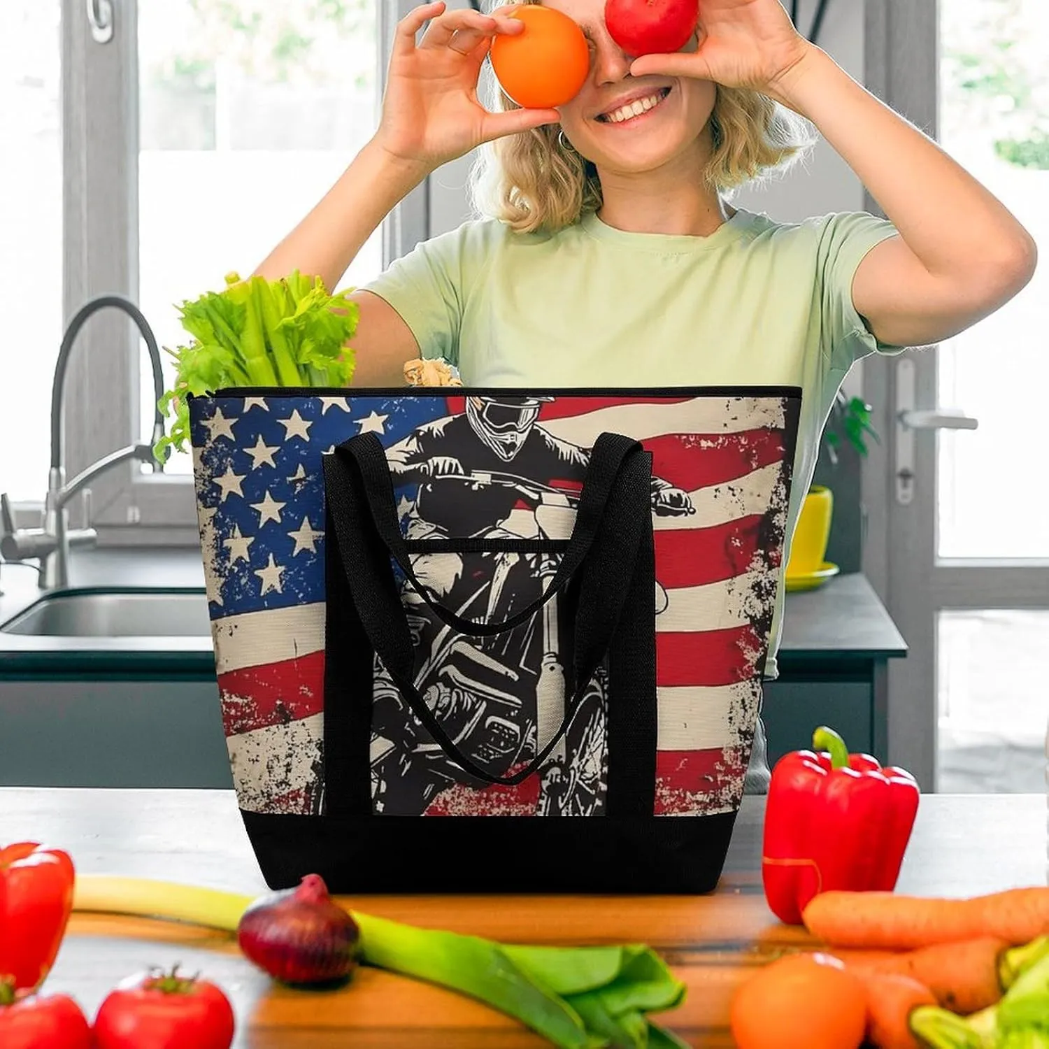 Women's Spacious Thermal Shoulder Bag Stylish Insulated Shopping Tote