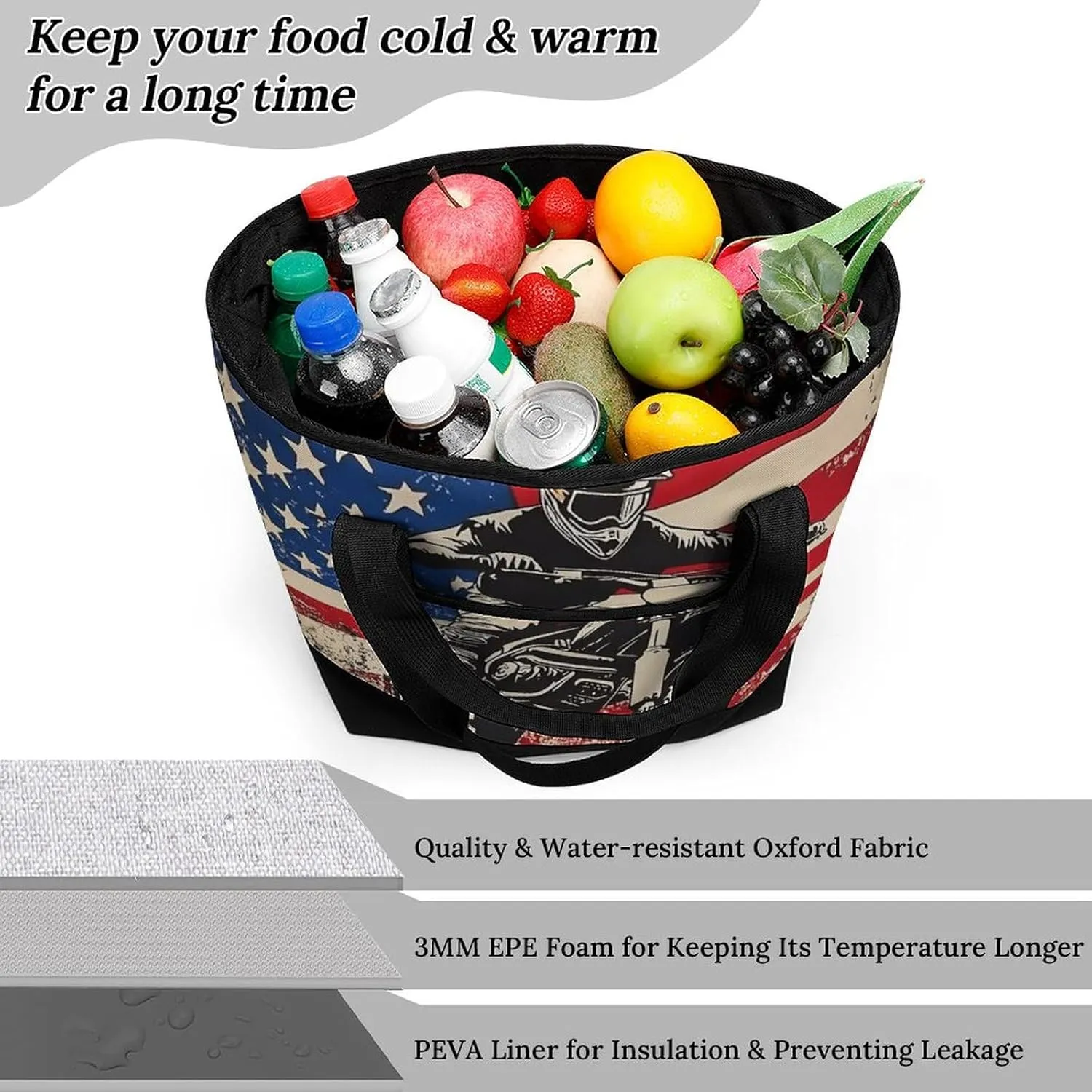 Women's Spacious Thermal Shoulder Bag Stylish Insulated Shopping Tote