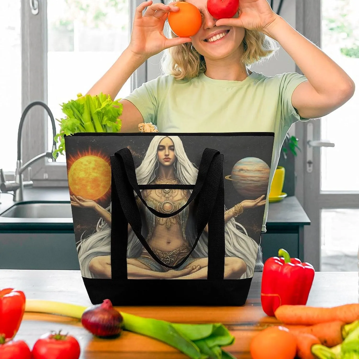 Women's Spacious Thermal Shoulder Bag Stylish Insulated Shopping Tote