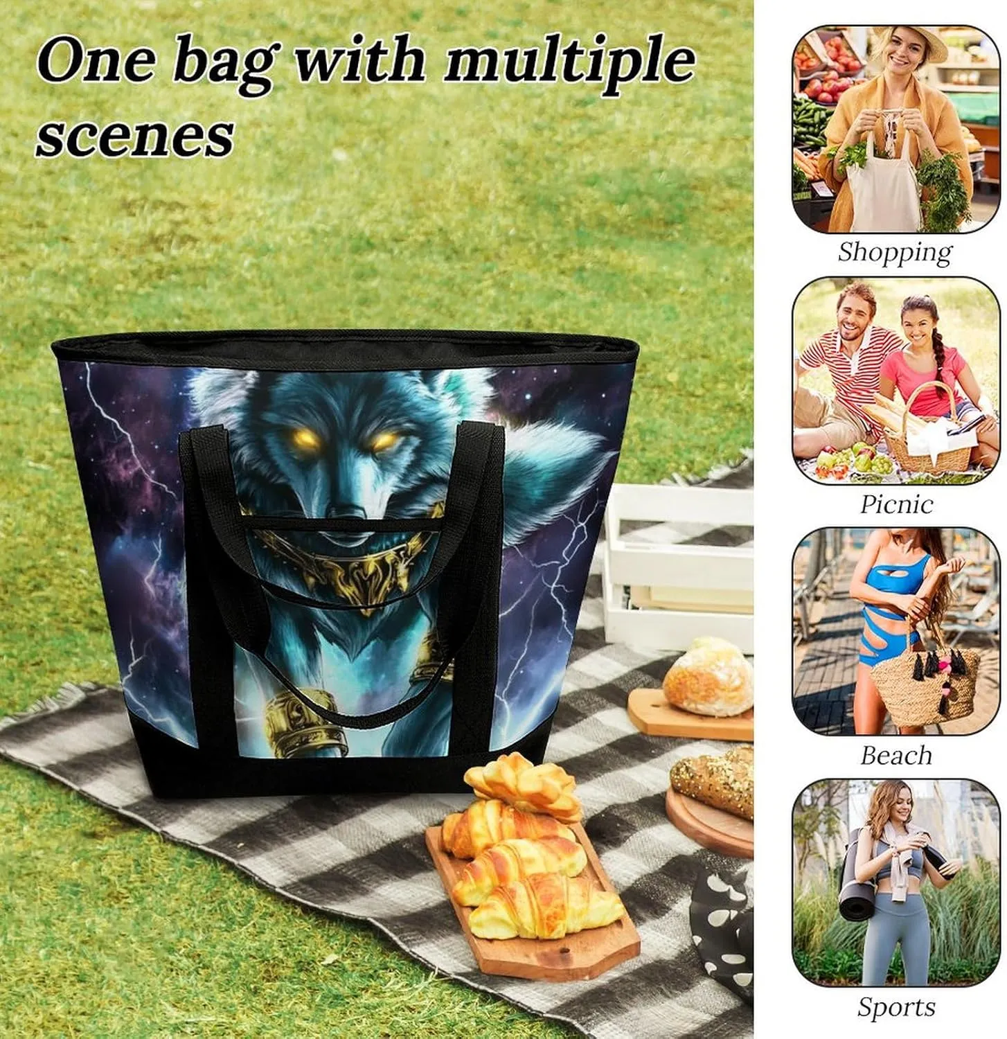 Women's Spacious Thermal Shoulder Bag Stylish Insulated Shopping Tote