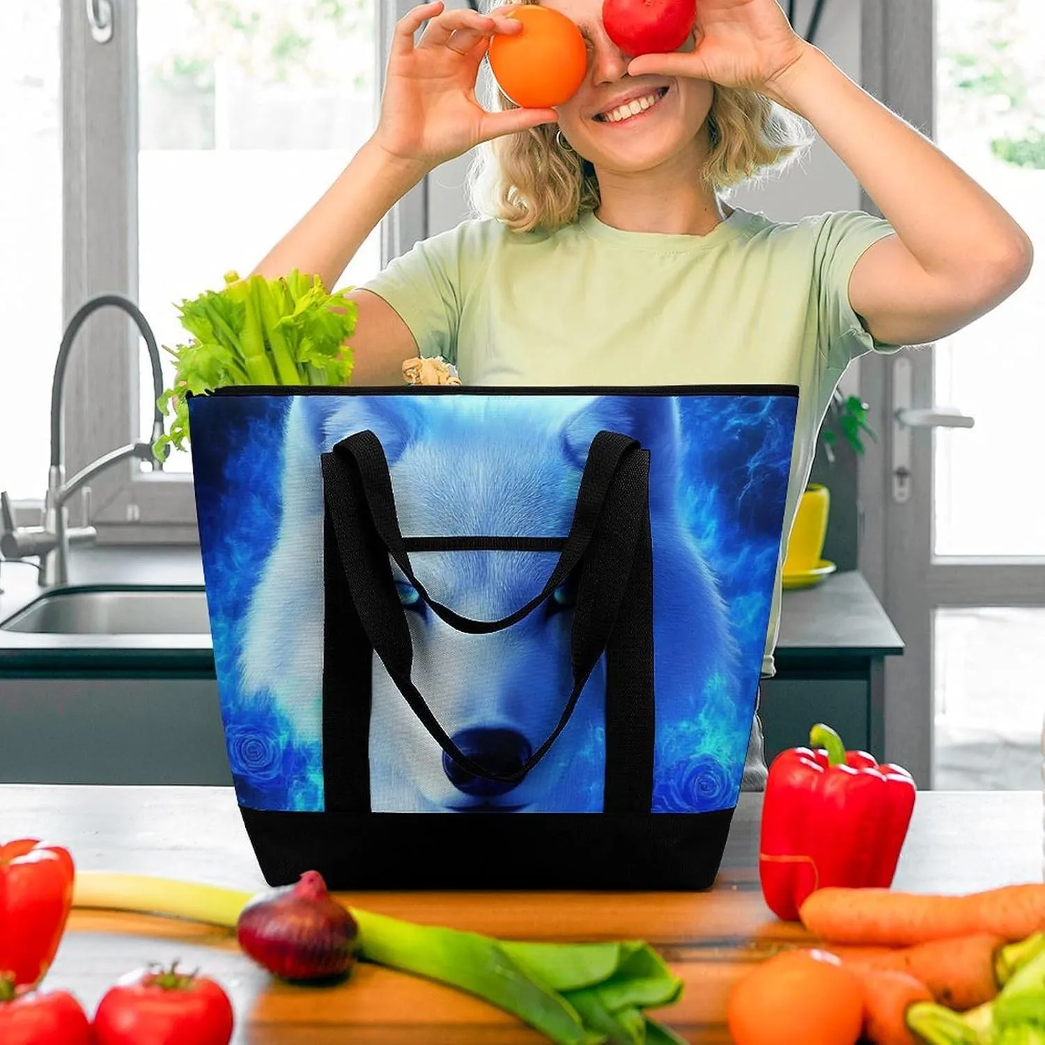 Women's Spacious Thermal Shoulder Bag Stylish Insulated Shopping Tote