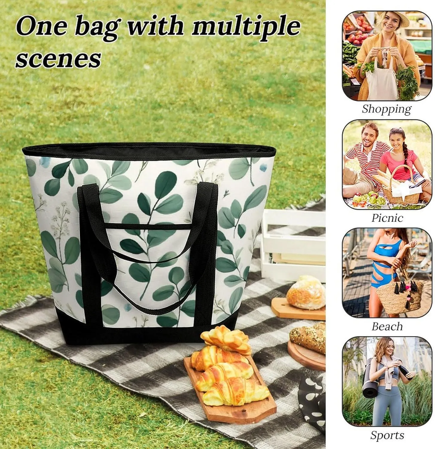 Women's Spacious Thermal Shoulder Bag Stylish Insulated Shopping Tote