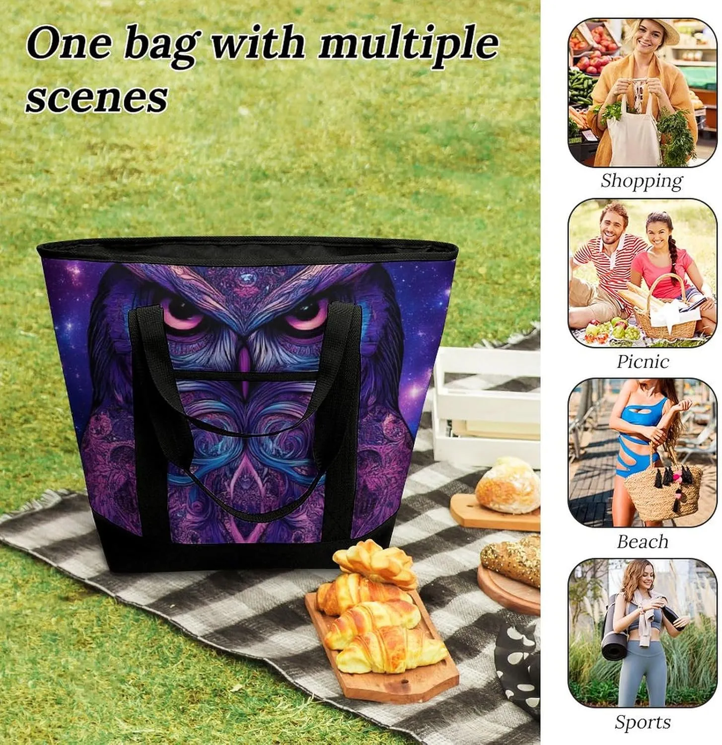 Women's Spacious Thermal Shoulder Bag Stylish Insulated Shopping Tote