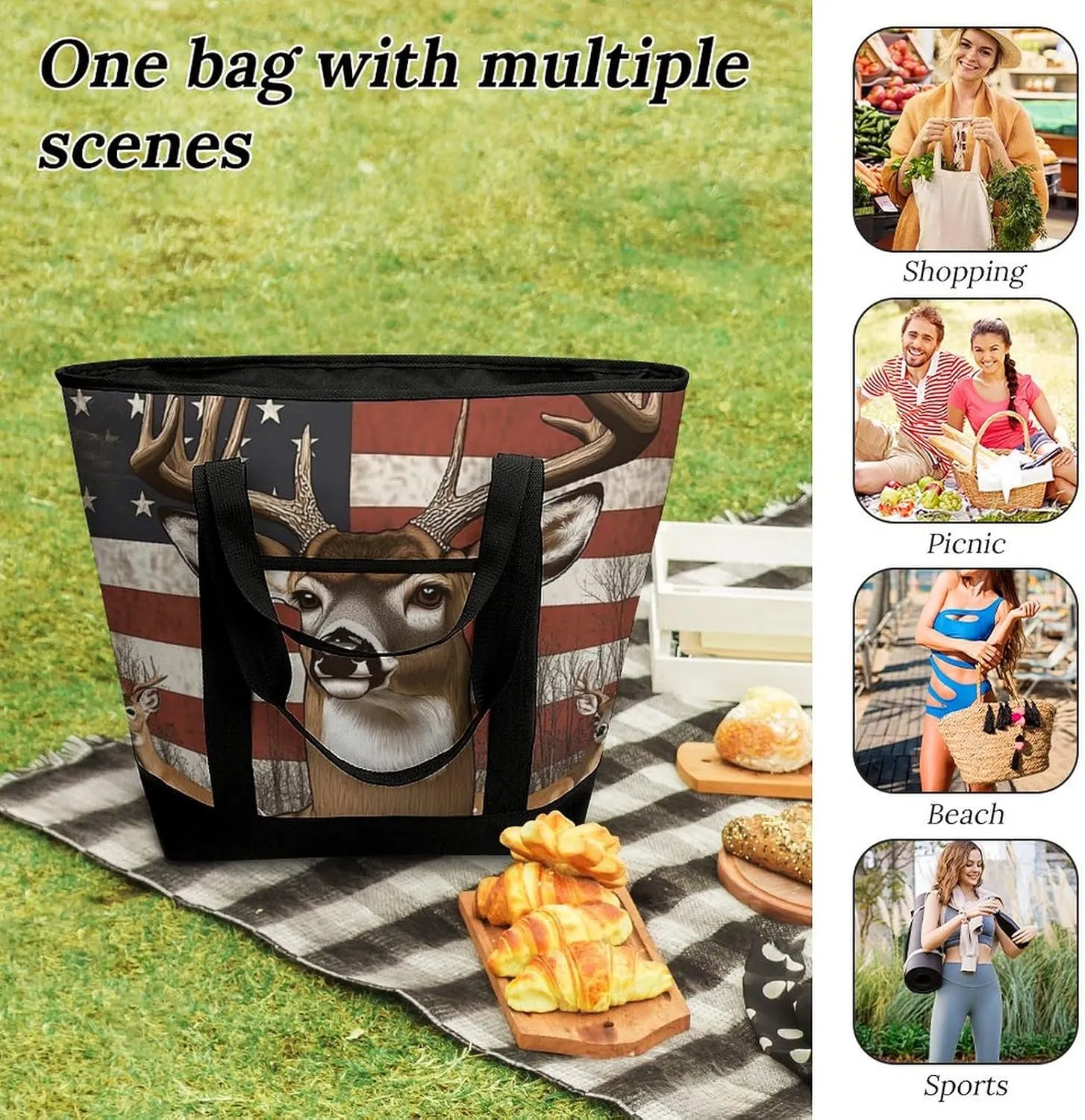 Women's Spacious Thermal Shoulder Bag Stylish Insulated Shopping Tote