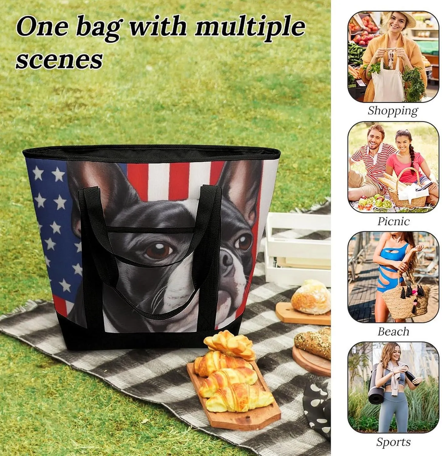 Women's Spacious Thermal Shoulder Bag Stylish Insulated Shopping Tote