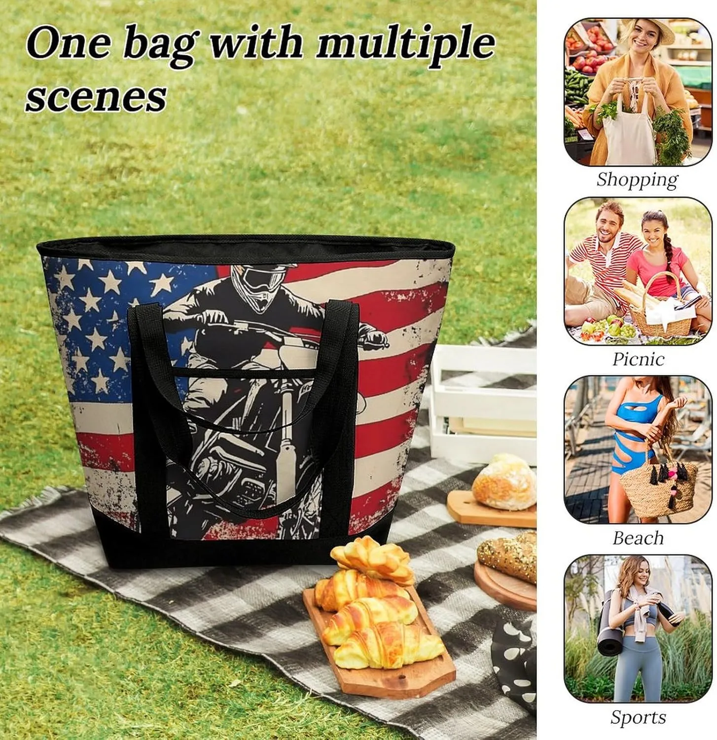 Women's Spacious Thermal Shoulder Bag Stylish Insulated Shopping Tote
