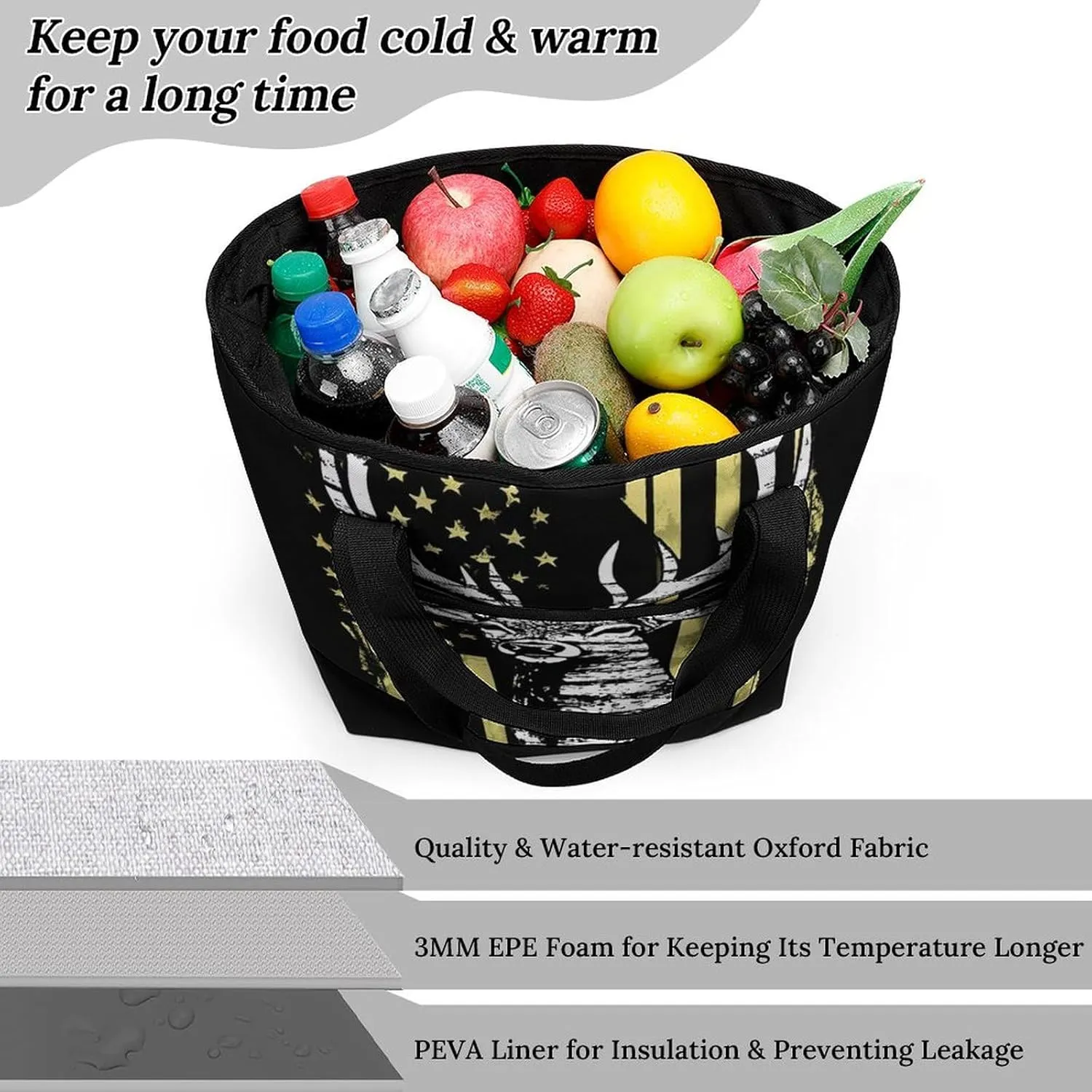 Women's Spacious Thermal Shoulder Bag Stylish Insulated Shopping Tote