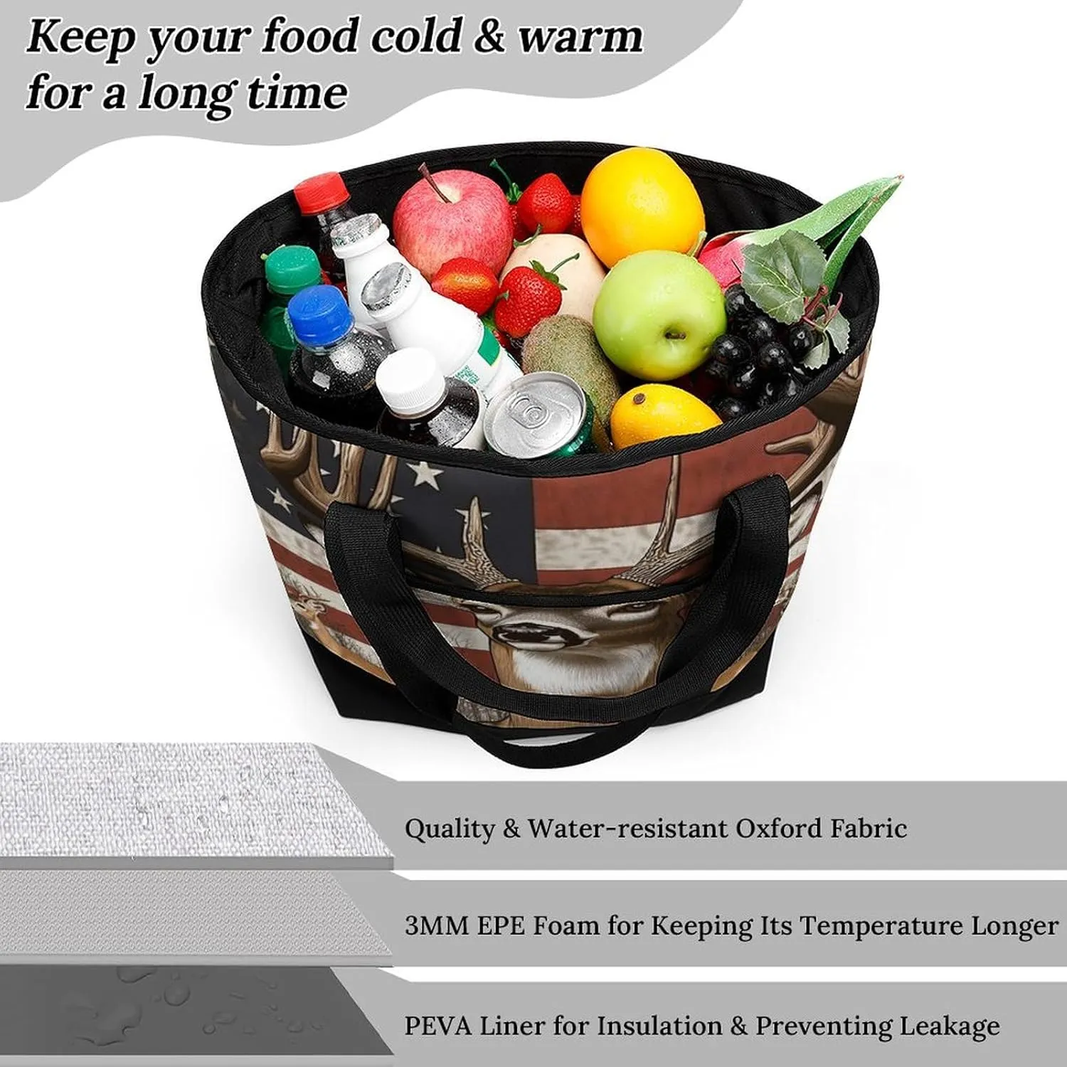 Women's Spacious Thermal Shoulder Bag Stylish Insulated Shopping Tote