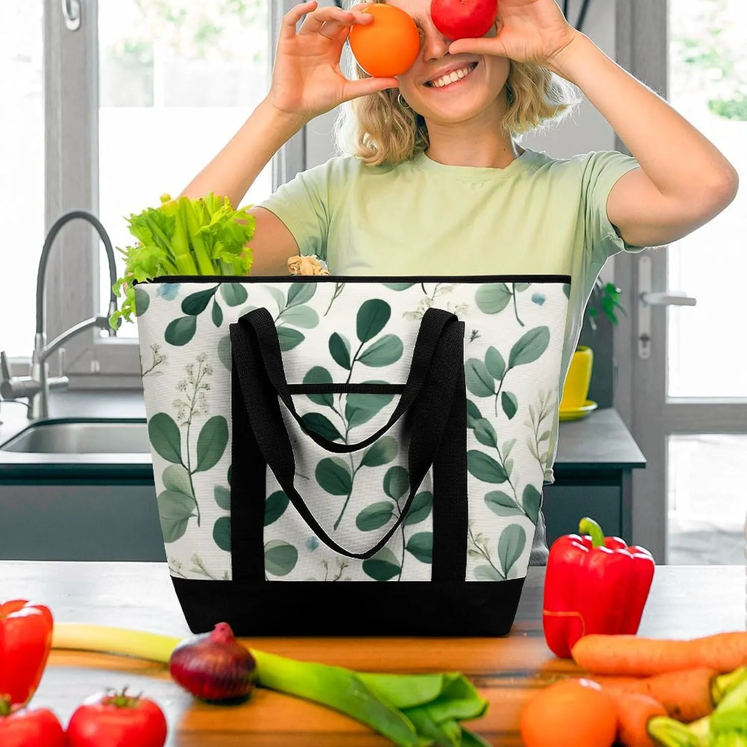 Women's Spacious Thermal Shoulder Bag Stylish Insulated Shopping Tote