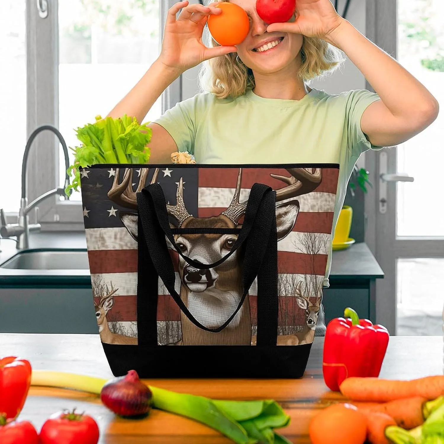 Women's Spacious Thermal Shoulder Bag Stylish Insulated Shopping Tote