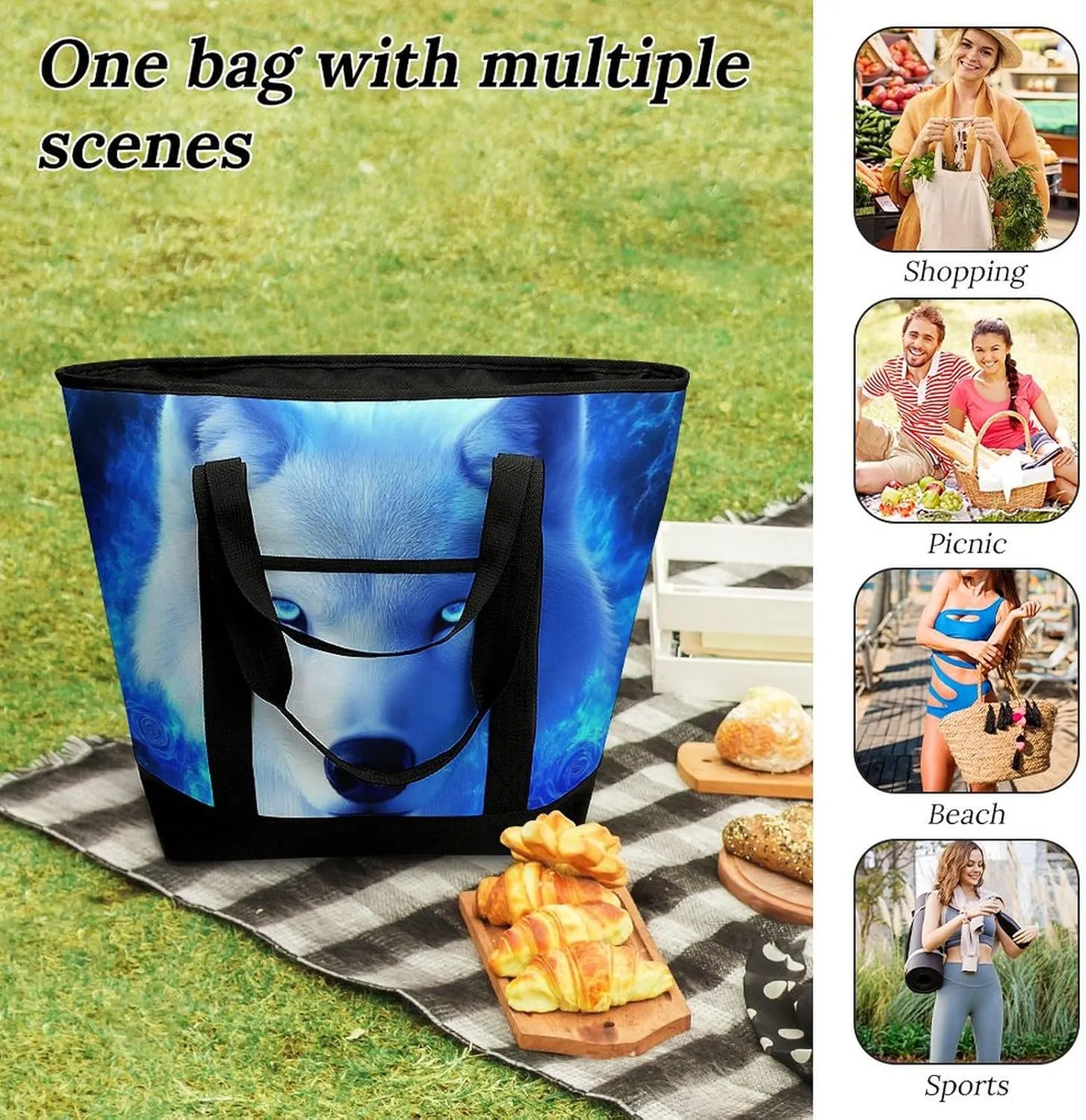 Women's Spacious Thermal Shoulder Bag Stylish Insulated Shopping Tote