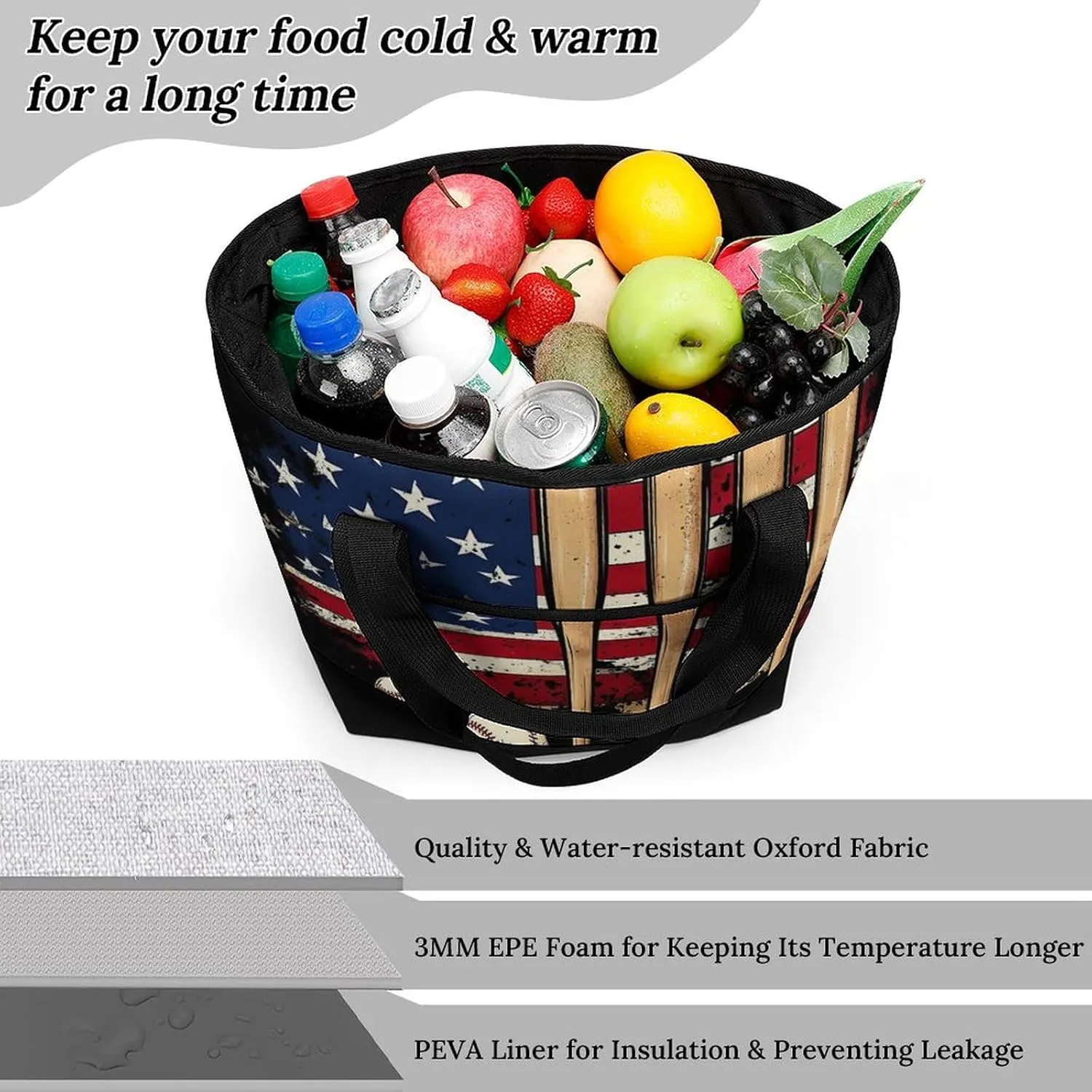 Women's Spacious Thermal Shoulder Bag Stylish Insulated Shopping Tote