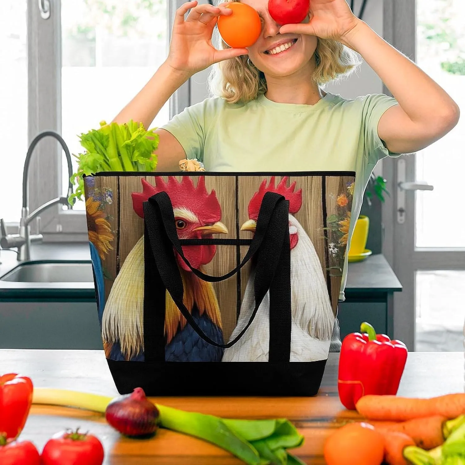 Women's Spacious Thermal Shoulder Bag Stylish Insulated Shopping Tote